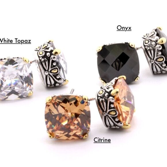 Giamouresq, New, 8CT Citrine Crystal, Sterling Silver Stud Earrings - Picture 1 of 6